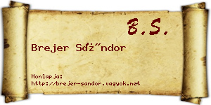 Brejer Sándor névjegykártya